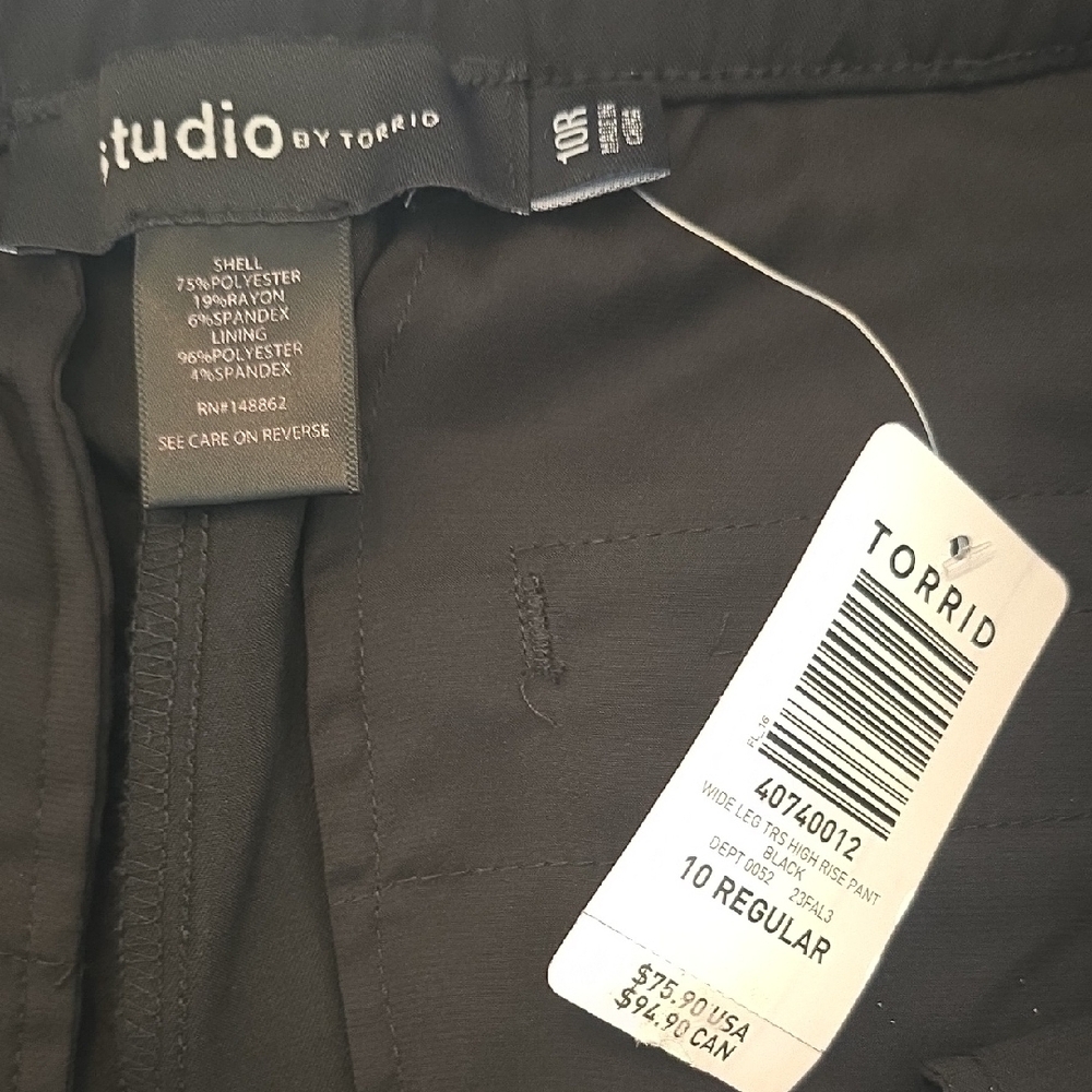 NWT Torrid Black Flat Wide Leg Pants Straight Leg - Picture 4 of 5